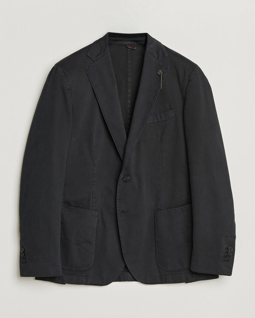 Santaniello Washed Cotton Patch Pocket Blazer Black – Sort