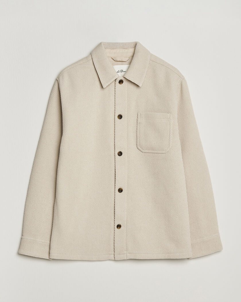 LES DEUX Twill Wool Overshirt Ivory – Hvid