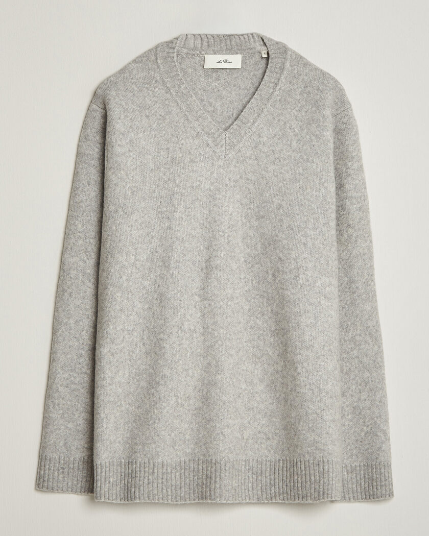 LES DEUX Melange V-Neck Knit Grey Melange – Grå