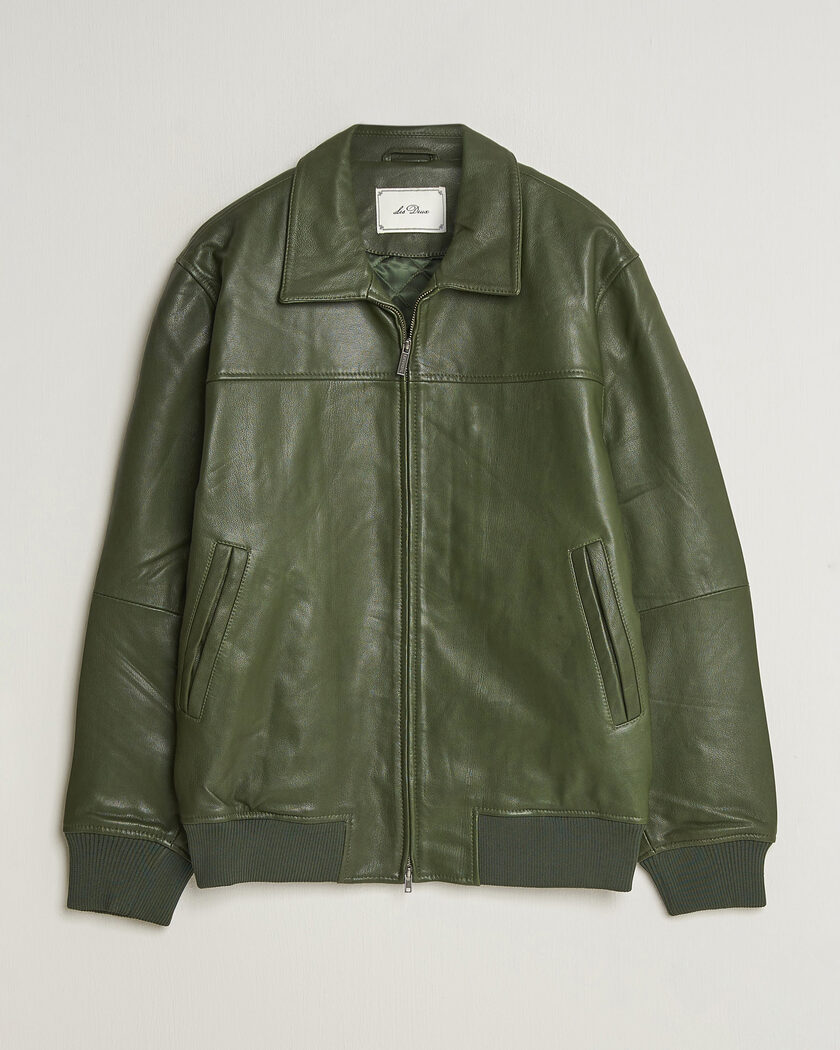 LES DEUX Leather Varsity Jacket Rifle Green – Grøn