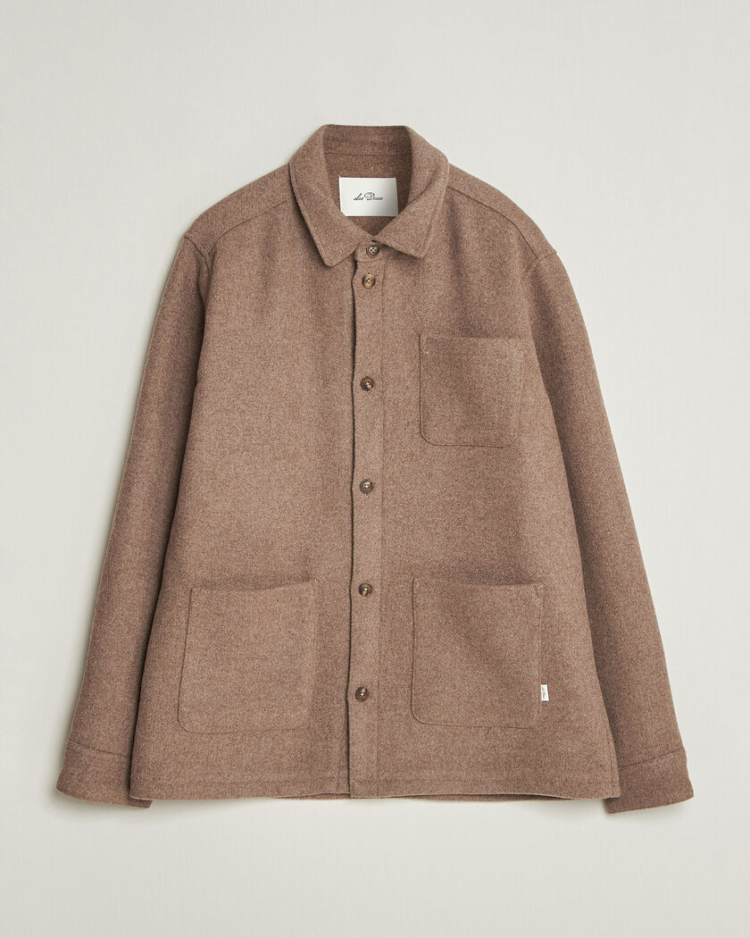 LES DEUX Wool Overshirt Dark Sand Melange – Brun