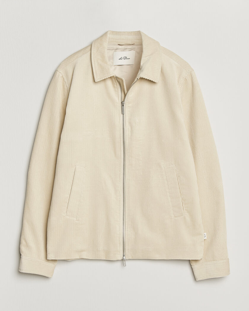 LES DEUX Corduroy Zipper Coach Jacket Ivory – Hvid