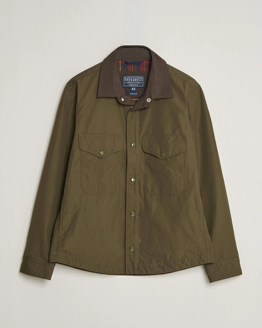 Manifattura Ceccarelli Double Pocket Shirt Jacket Military Green – Grøn