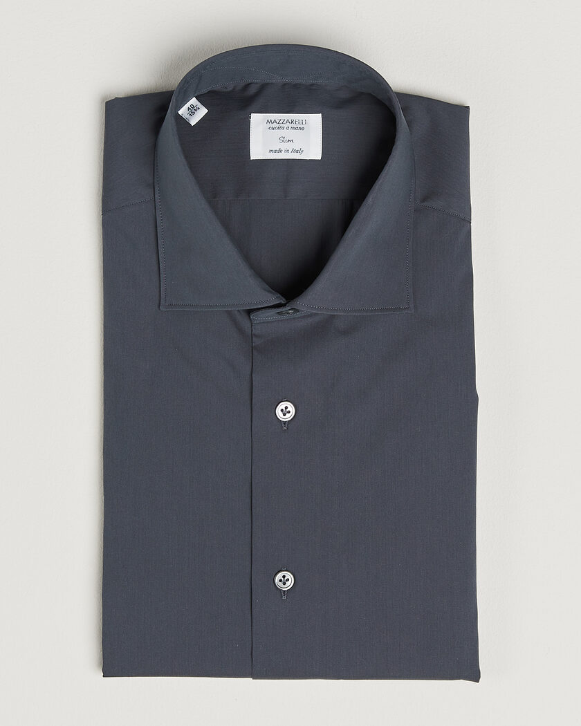 Mazzarelli Soft Cotton Popeline Shirt Grey – Grå