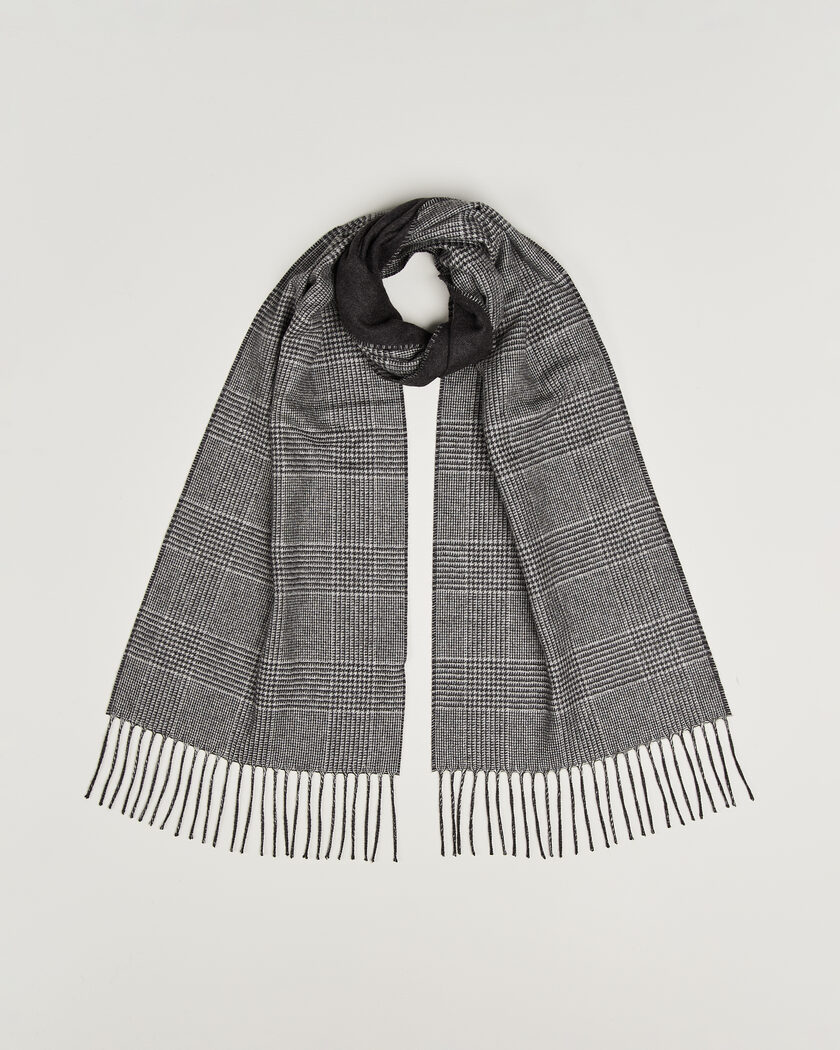 Piacenza Cashmere Cashmere/Silk Glencheck Scarf Grey Melange – Grå