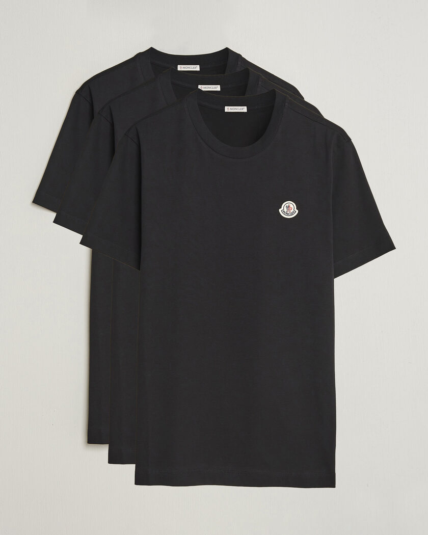 Moncler 3-Pack Logo T-Shirts Black – Sort