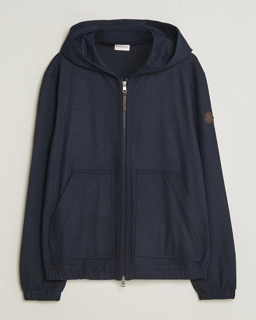 Full Zip Flannel Hoodie Navy – Blå