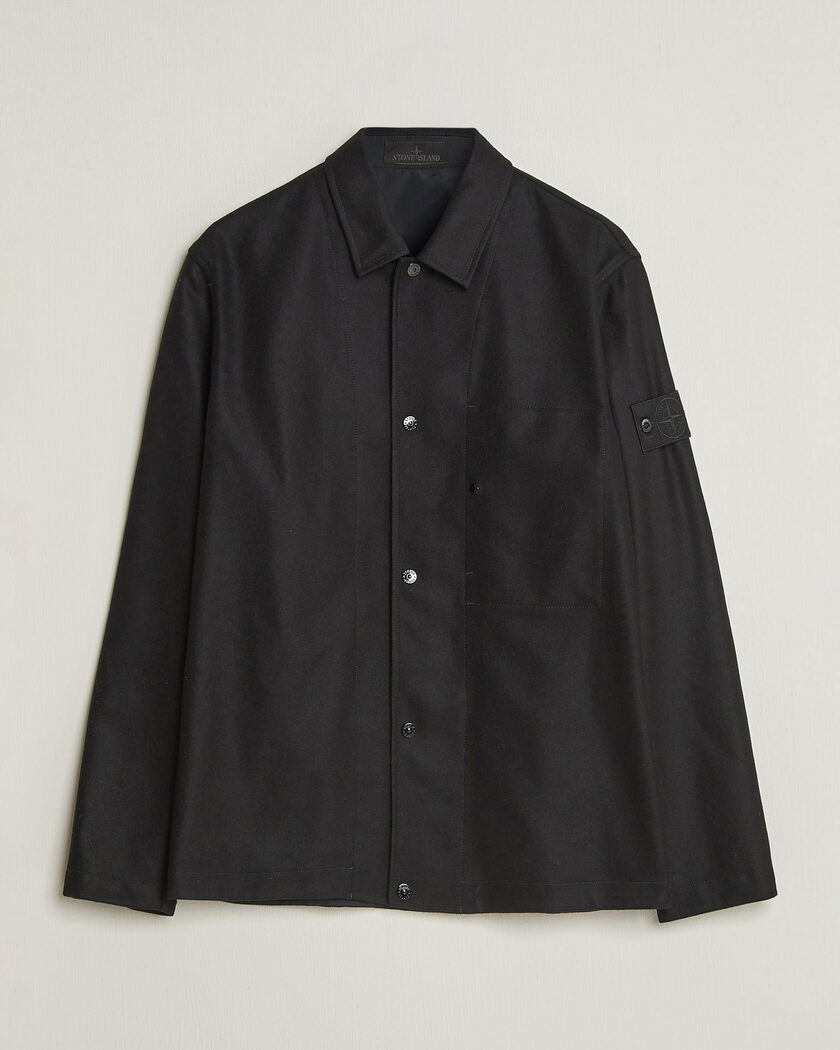 Stone Island Ghost Wool/Nylon Flannel Overshirt Black – Sort