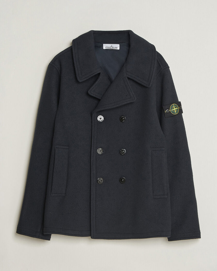 Stone Island Heavy Melton Wool Peacoat Navy Blue – Blå
