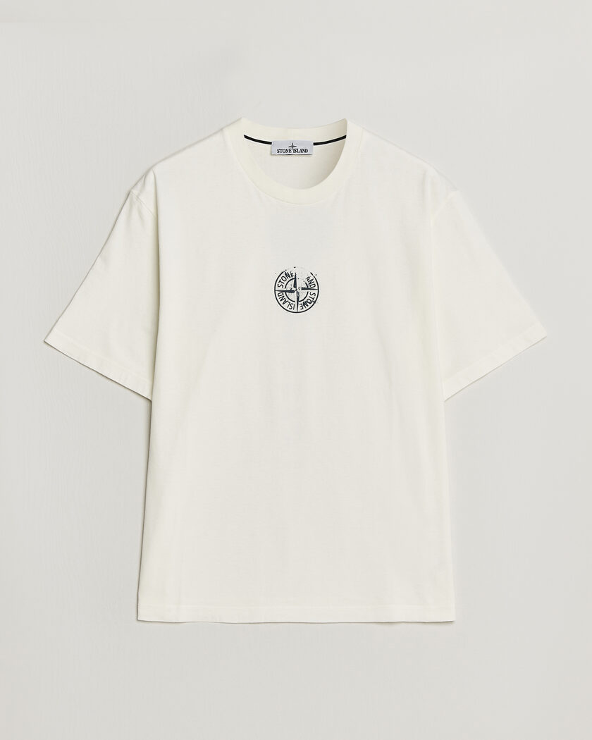 Stone Island Vertical Placement Print Cotton T-Shirt Ivory – Hvid