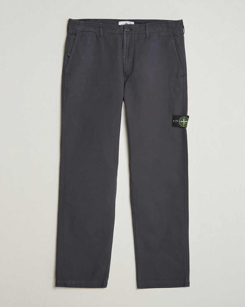 Stone Island Dense Cotton Twill Pants Blue Navy – Blå