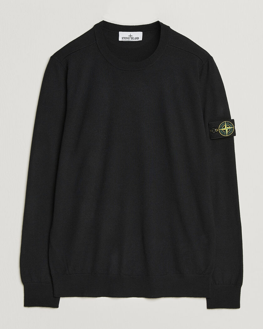 Stone Island Light Pure Wool Crew Neck Black – Sort