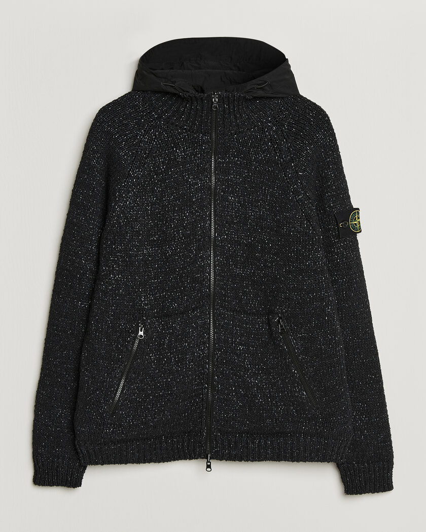 Stone Island Brushed Cotton/Nylon Reversible Zip Hood Black – Sort