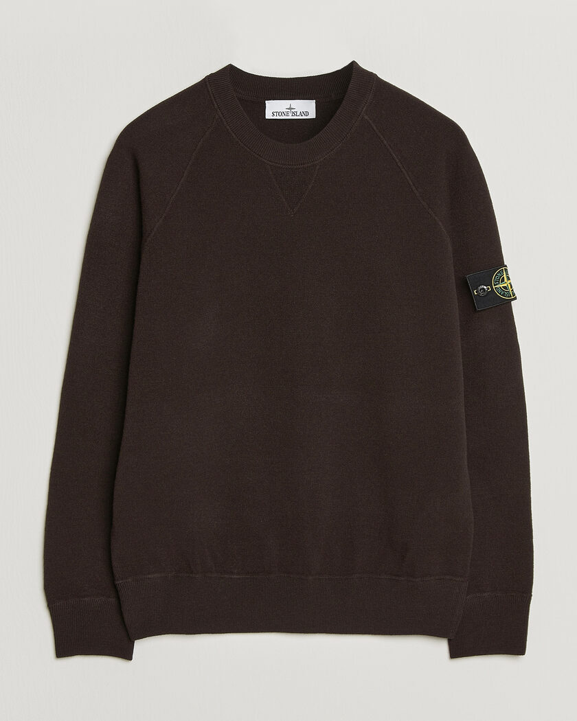 Stone Island Plush Stitch Stretch Wool Sweat Coal Grey – Grå