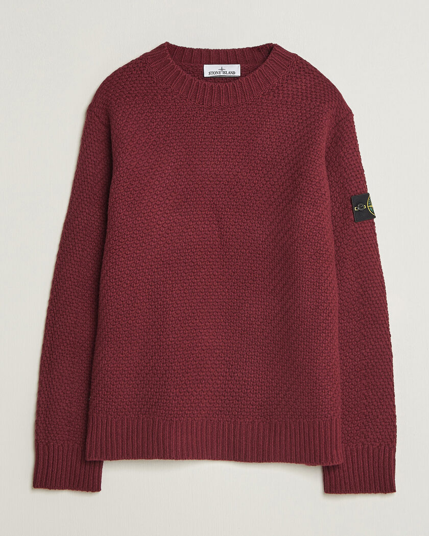 Stone Island Basket Stitch Lambswool Crew Neck Amaranth – Rød