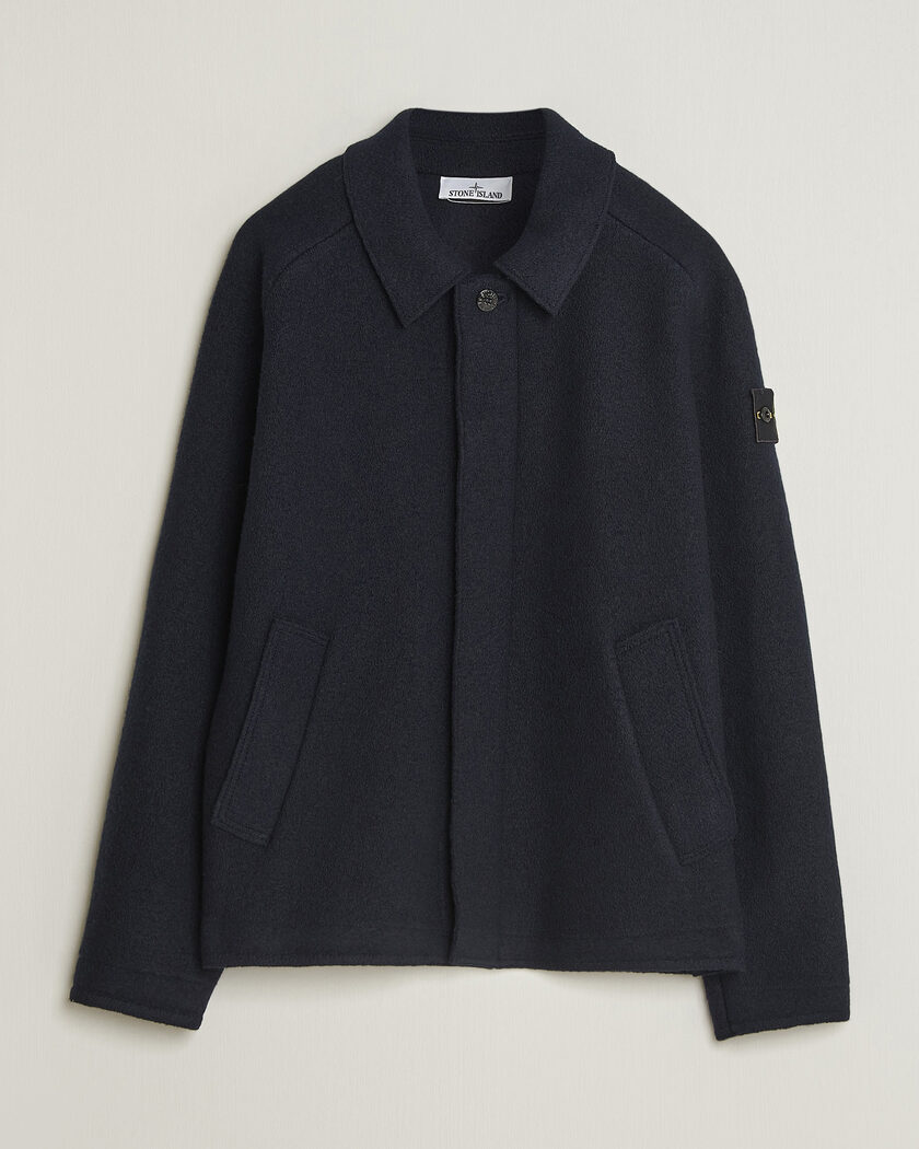 Stone Island Felted Wool Cardigan Navy Blue – Blå