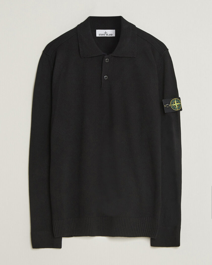 Stone Island Knitted Geelong Wool Polo Black – Sort