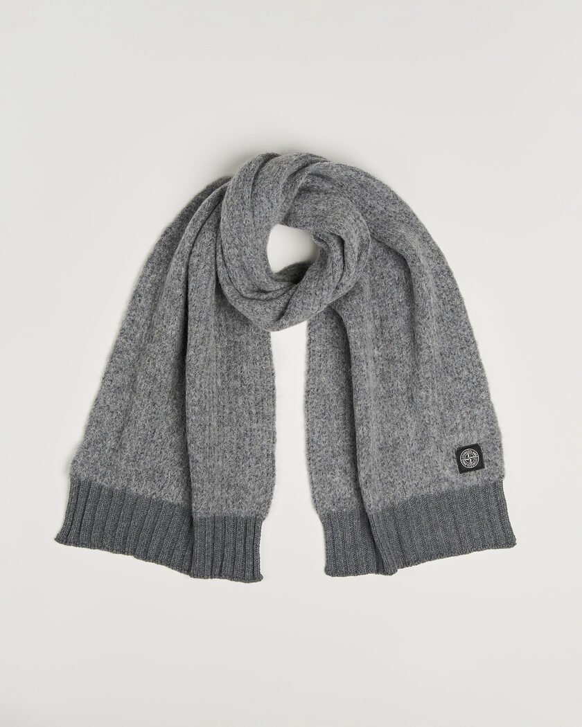 Stone Island Baby Alpaca Blend Scarf Grey Melange – Grå