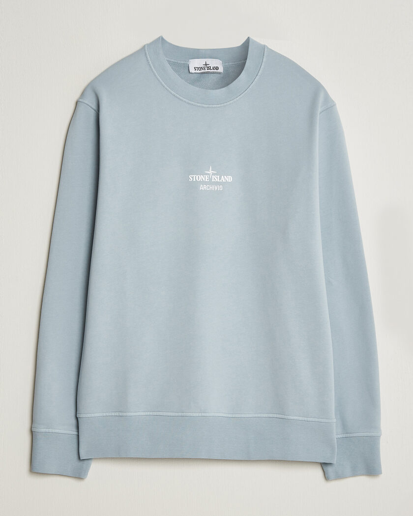Stone Island Cotton Fleece Archivio Print Sweatshirt Ash Grey – Blå