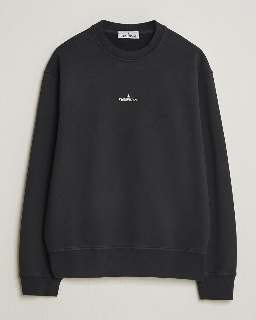Stone Island Cotton Fleece Blurred Compas Print Sweatshirt Black – Sort