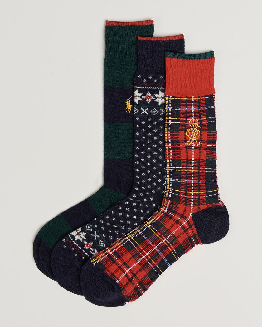 Polo Ralph Lauren 3-Pack Lambswool Sock Hunter Multi – Flerfarvet