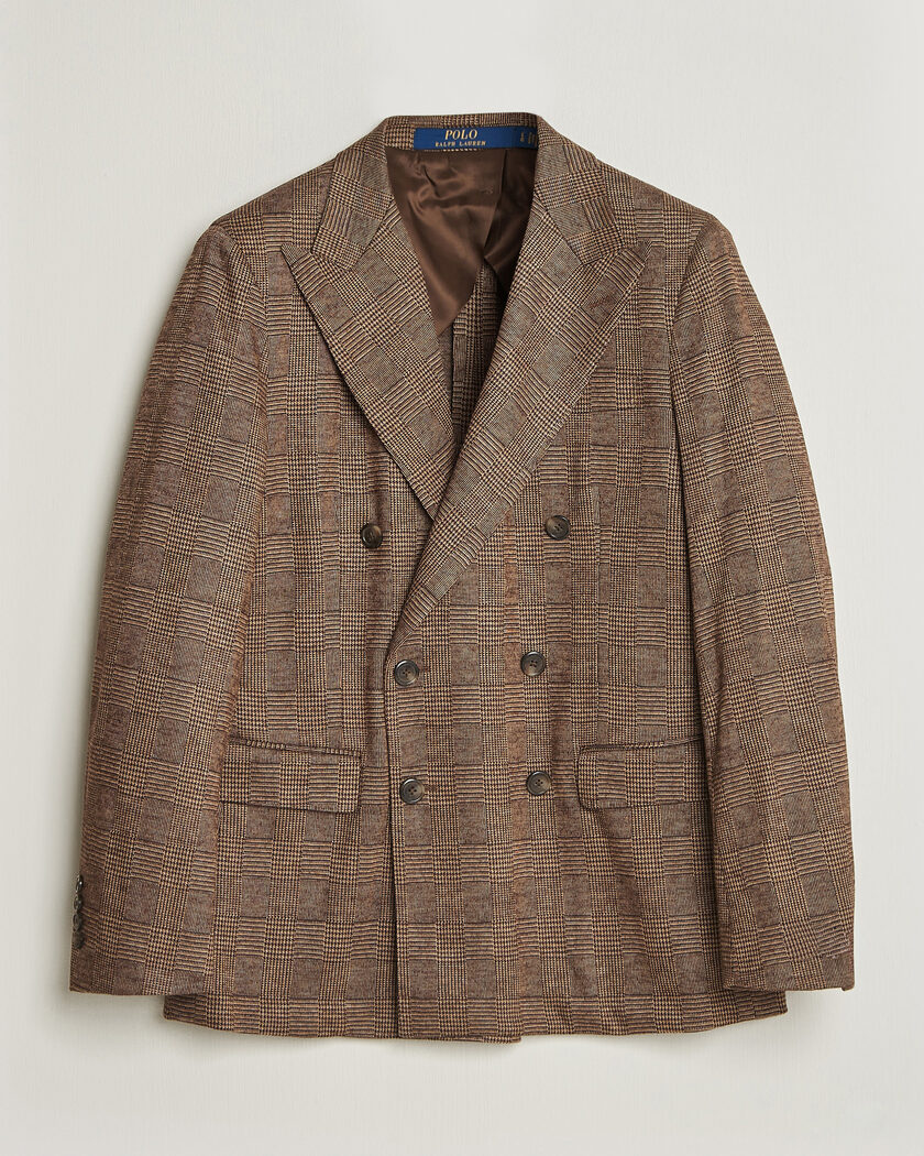 Polo Ralph Lauren Double Breasted Glenplaid Knit Sportcoat Tan/Brown – Brun