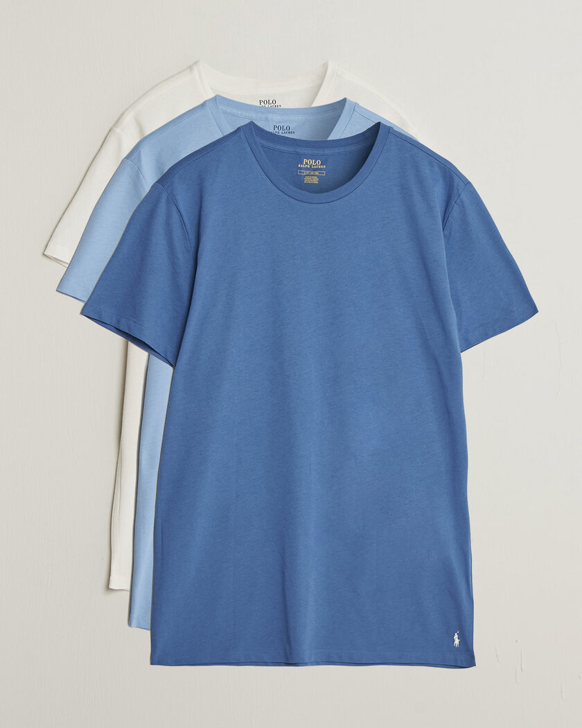 Polo Ralph Lauren 3-Pack Crew Neck T-Shirt White/Blue/Light Blue – Flerfarvet