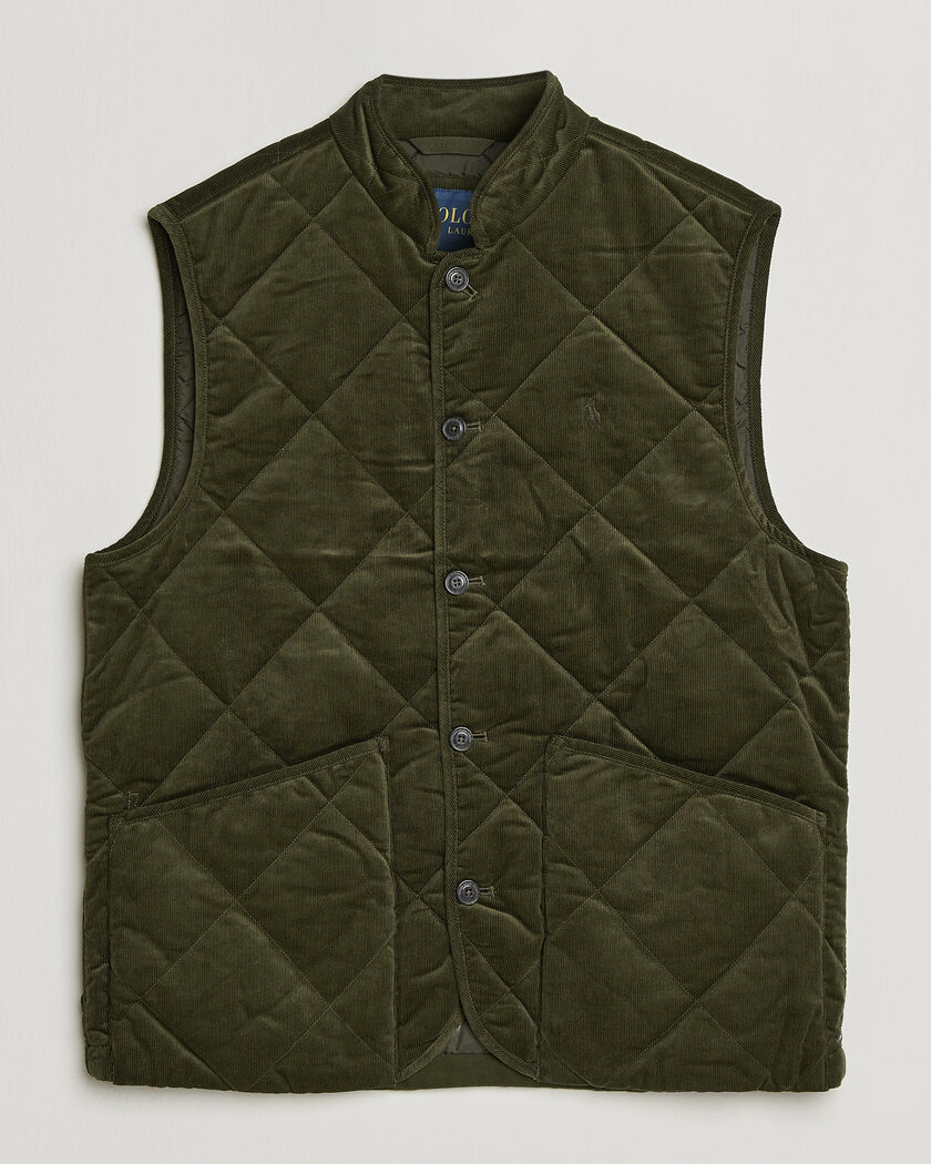 Polo Ralph Lauren Quilted Corduroy Vest Company Olive – Grøn