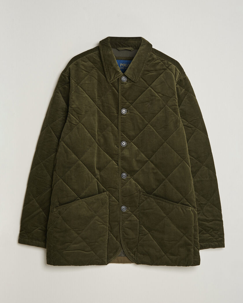 Polo Ralph Lauren Quilted Corduroy Car Coat Company Olive – Grøn