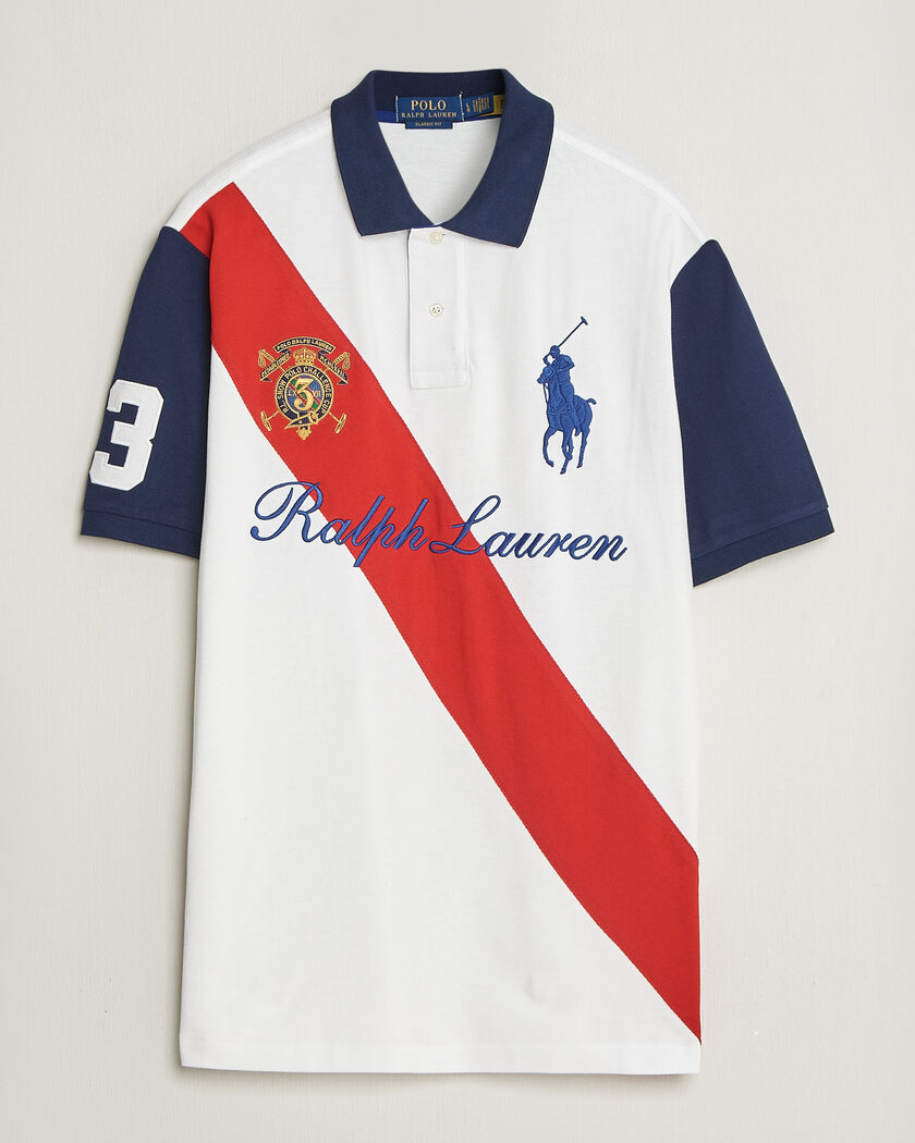  Polo Ralph Lauren Classic Fit Diagonal Stripe Polo White – Hvid