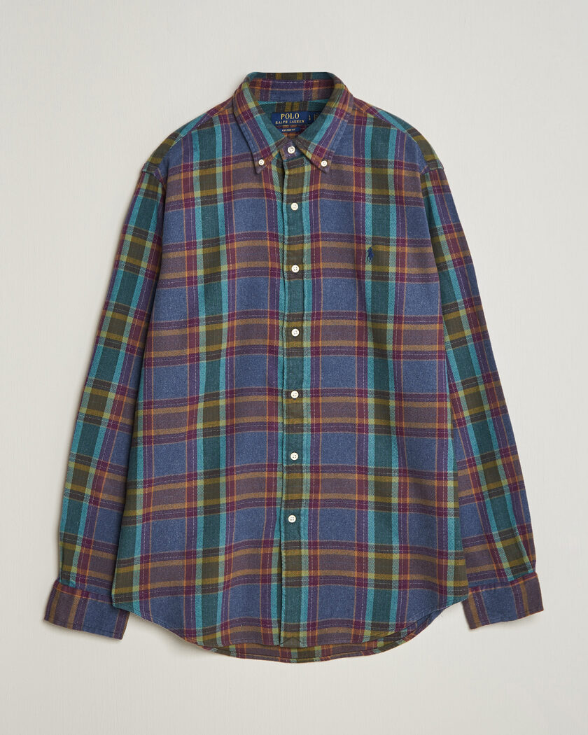Polo Ralph Lauren Custom Fit Brushed Flannel Shirt Blue Purple Heather – Flerfarvet