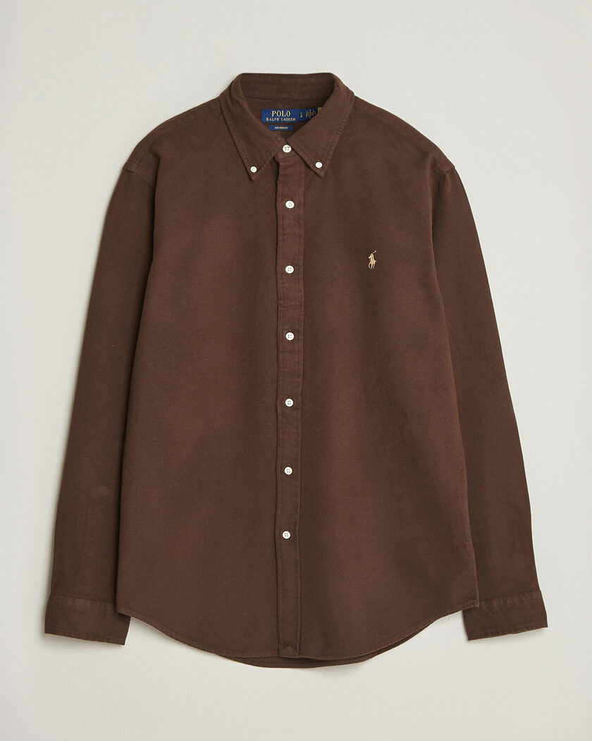 Polo Ralph Lauren Custom Fit Brushed Flannel Shirt Nutmeg Brown – Brun