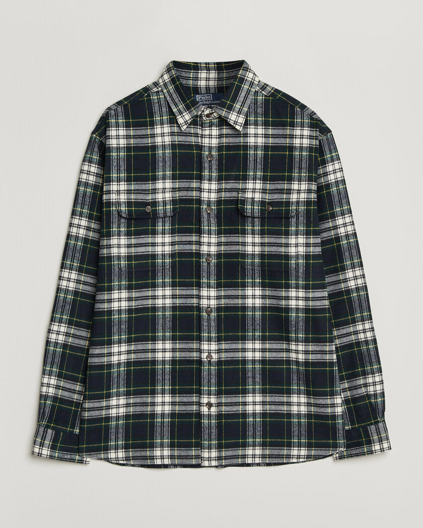 Polo Ralph Lauren Classic Fit Shaggy Flannel Shirt Navy Green – Flerfarvet