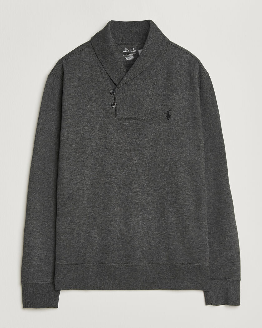 Polo Ralph Lauren Double Knitted Shawl Collar Sweater Windsor Heather – Grå