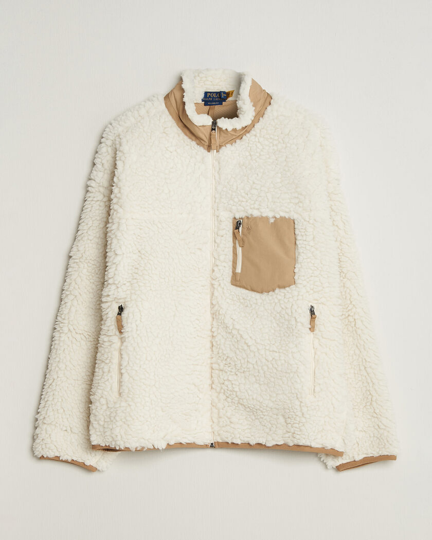 Polo Ralph Lauren Shaggy Hi Pile Full Zip Clubhouse Cream – Hvid