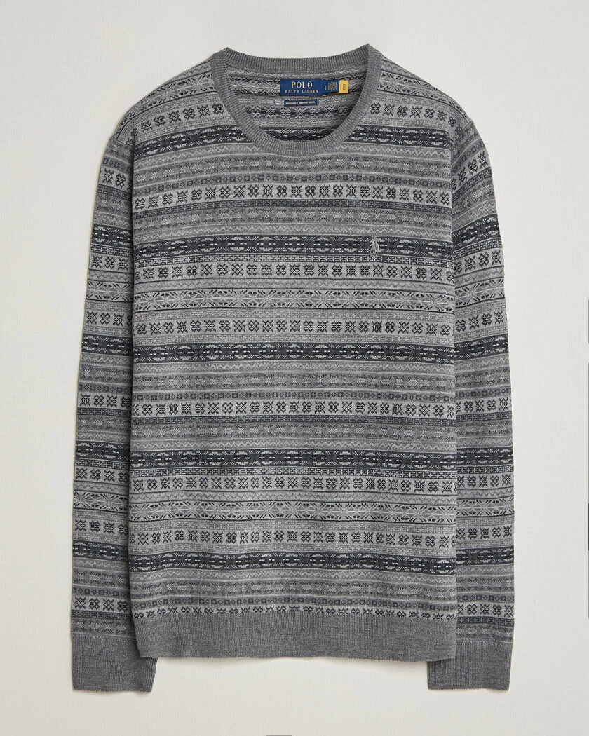 Polo Ralph Lauren Fair Isle Merino Sweater Grey Combo – Grå