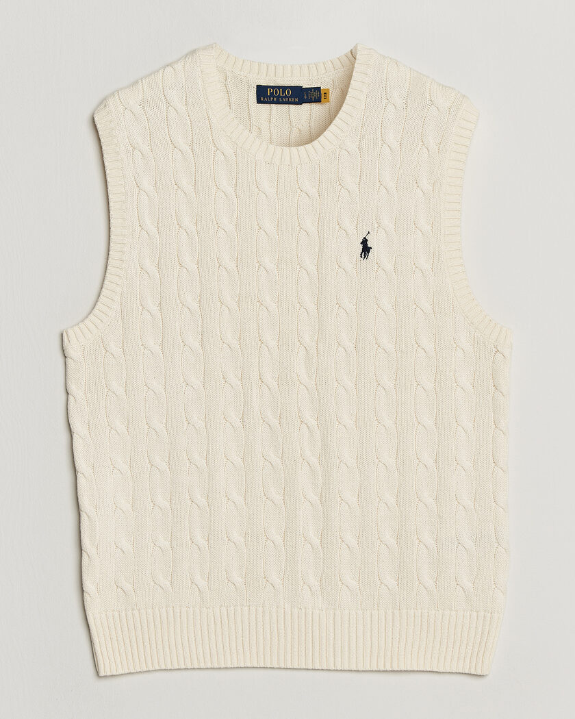 Polo Ralph Lauren Cotton Cable Vest Andover Cream – Hvid