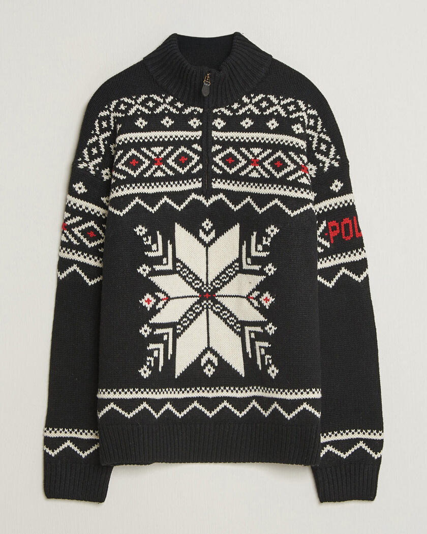Polo Ralph Lauren Wool Cotton Blend Sweater Black Combo – Sort
