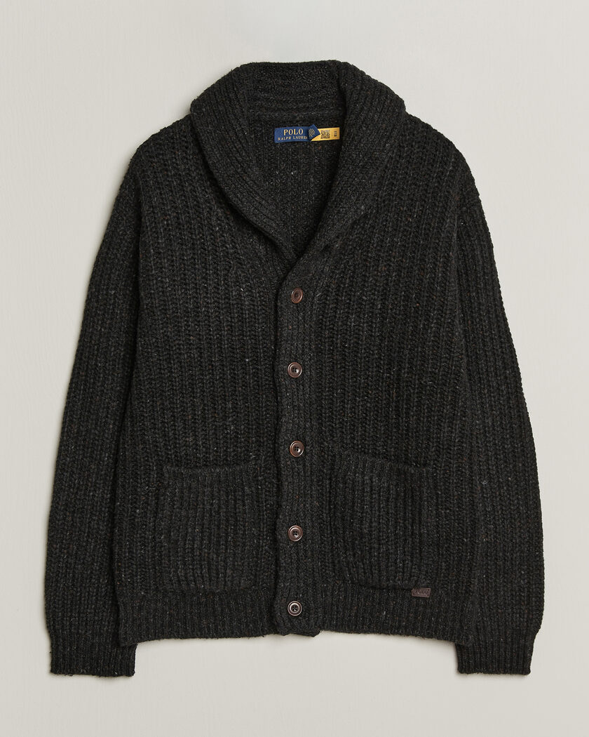 Polo Ralph Lauren Wool Blend Shawl Collar Cardigan Black Marl – Sort