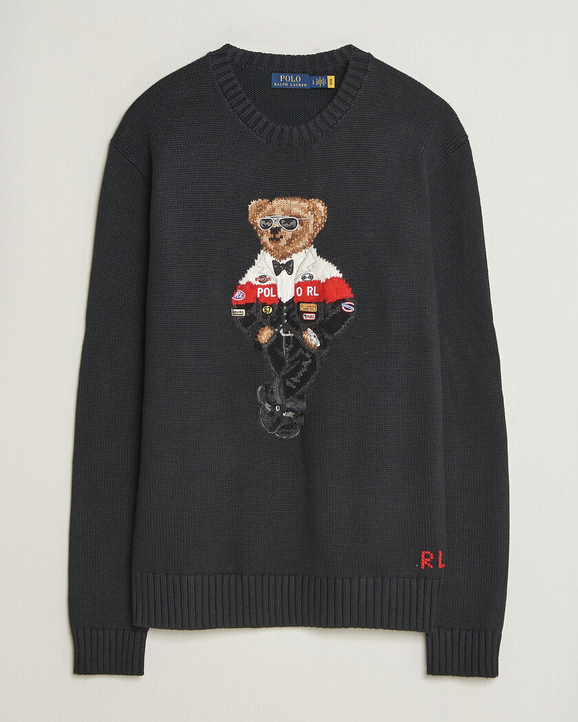 Polo Ralph Lauren Cotton Blend Bear Sweater Polo Black – Sort
