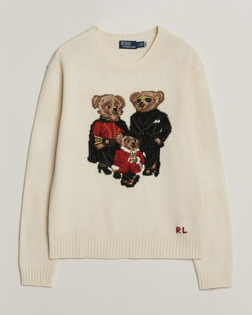 Polo Ralph Lauren Wool Blend Bear Sweater Authentic Cream – Hvid