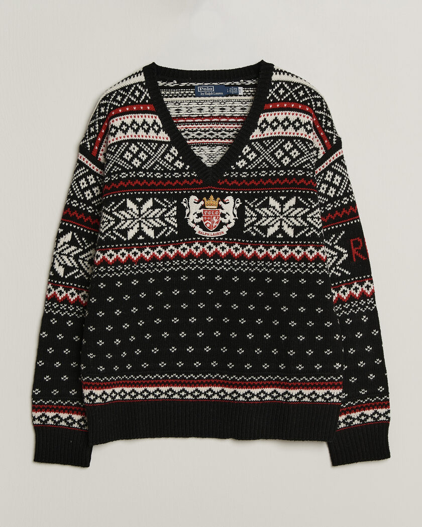 Polo Ralph Lauren Royal Holiday Wool Sweater Black Combo – Sort