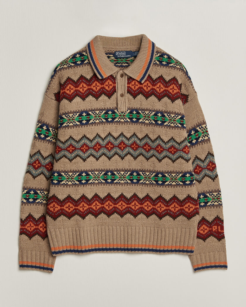 Polo Ralph Lauren Litchfield Wool Blend Sweater Tan Multi – Flerfarvet