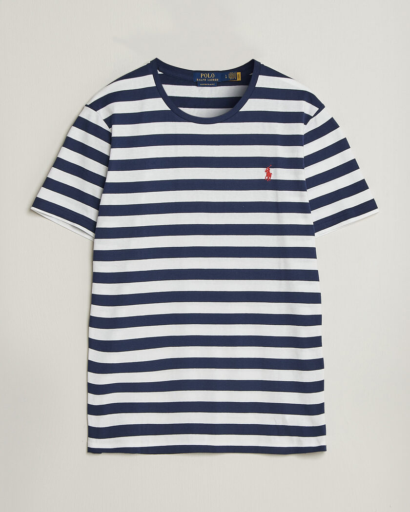 Polo Ralph Lauren Custom Slim Fit Striped T-Shirt Newport Navy – Blå