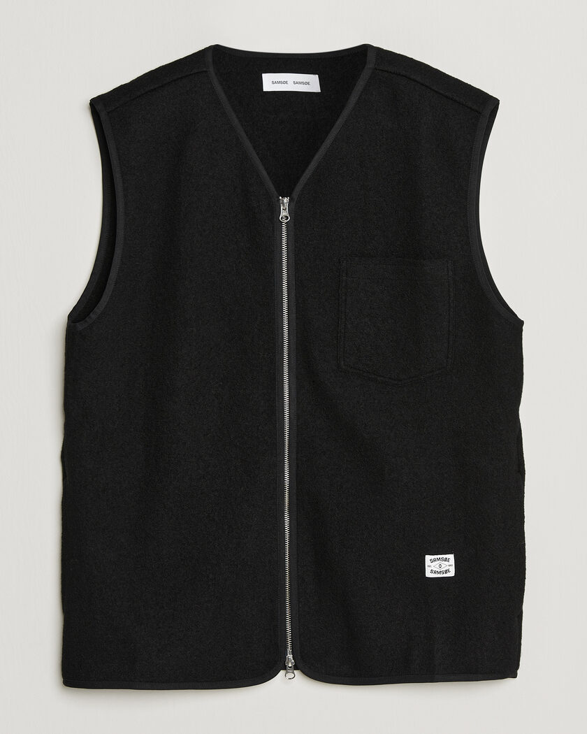Samsøe Samsøe Hannes Boiled Wool Vest Black – Sort
