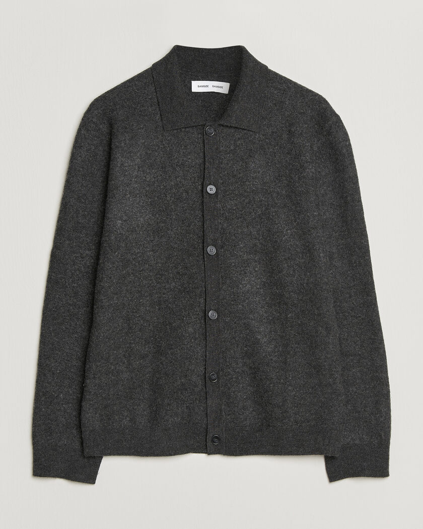 Samsøe Samsøe Richard Wool Knitted Cardigan Dark Grey Melange – Grå