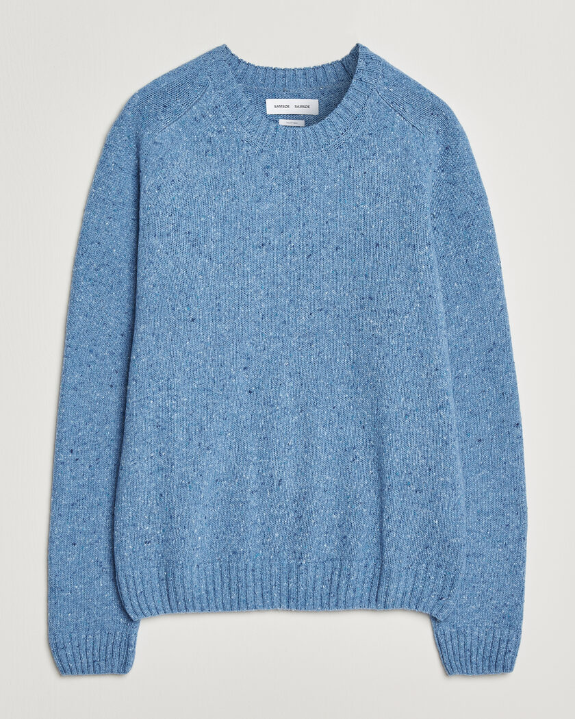 Samsøe Samsøe Nate Donegal Wool Knitted Striped Sweater Cyaneus – Blå