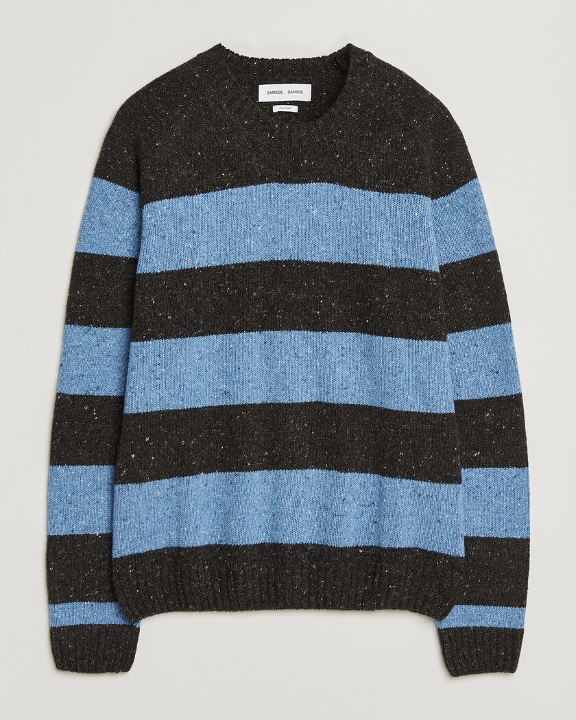  Samsøe Samsøe Nate Donegal Wool Knitted Striped Sweater Brown/Blue – Flerfarvet