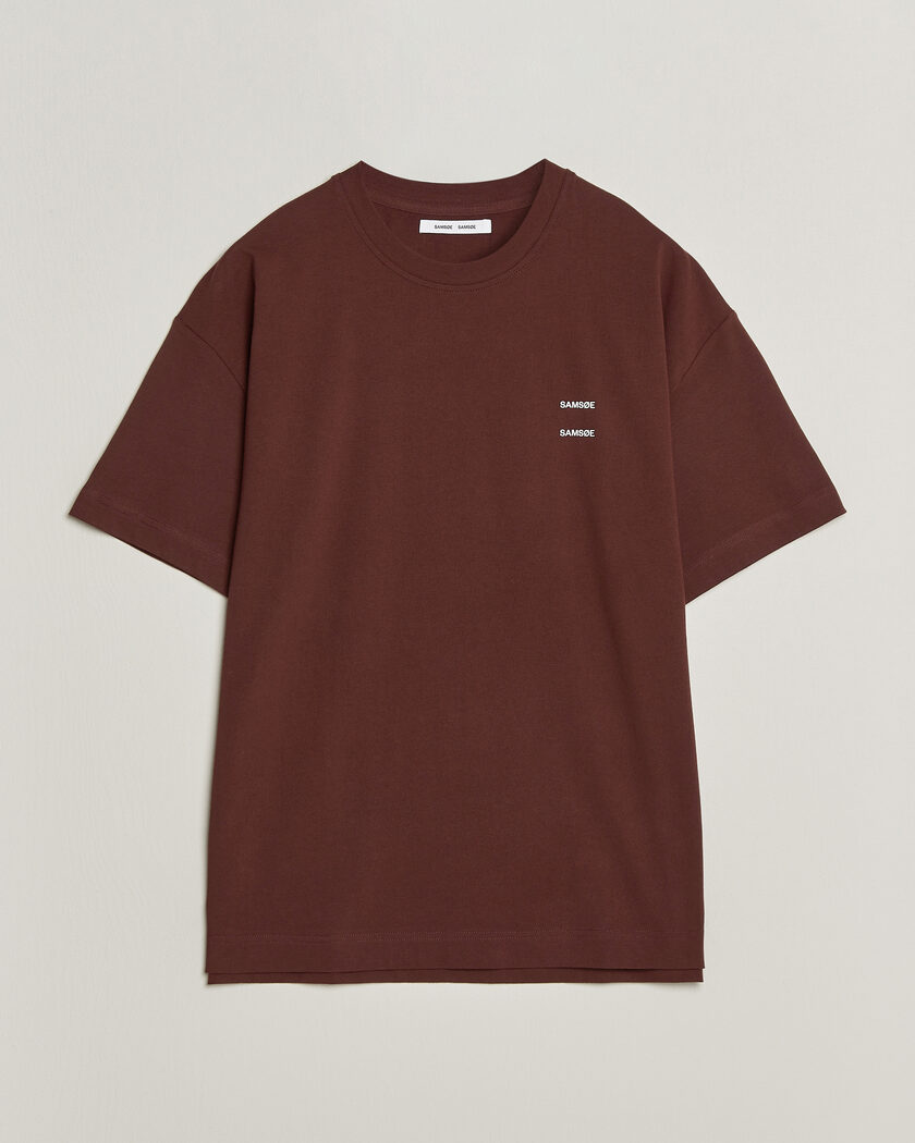 Samsøe Samsøe Joel Organic Cotton T-Shirt Bitter Chocolate – Rød