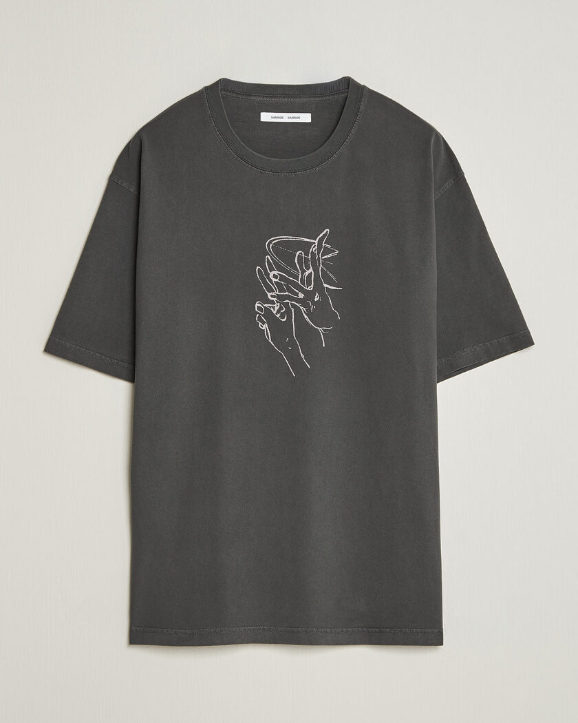 Samsøe Samsøe Giles Printed Crew Neck T-Shirt Black Lines – Sort